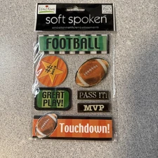 Soft Spoken Embellishments Me & My Big Ideas “ ELLEN - FOOTBALL “ Stickers - NIP