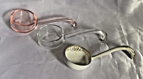 Lot of 3 - Antique Mayo Condiment Scoops Depression Glass Nippon