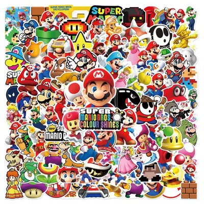 100X Super Mario-Spiel-Aufkleber (Cartoon) für Laptop, Skateboard, Handy
