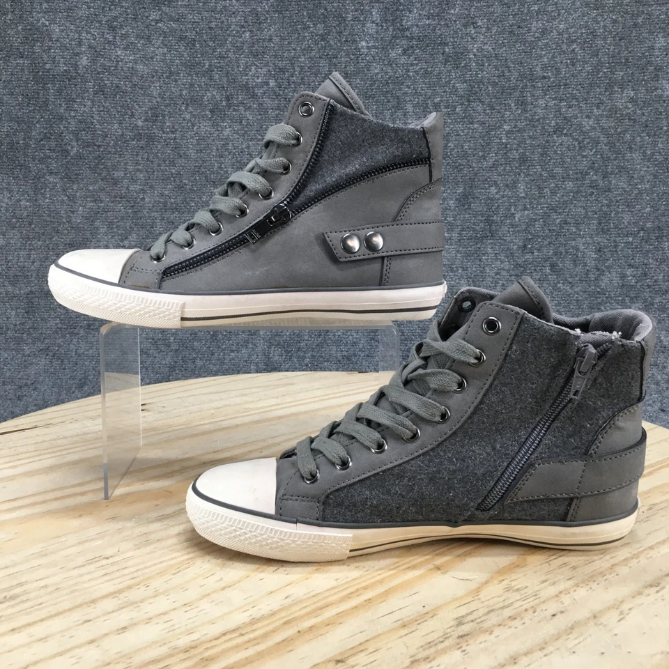 Aldo Shoes Womens 7 High Top Sneakers Gray Lace Up Comfort Casual Round Toe - Image 2 of 4