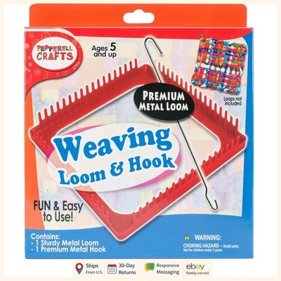 Weaving Loom with Metal Hook for Pot Holder Creation and Craft Projects