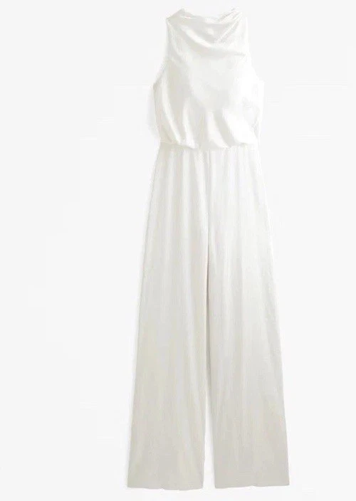 Macacão drapeado Abercrombie tamanho G gola alta branco pérola excelente - Imagem 2 de 4