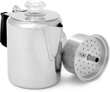 GSI Outdoors Percolator Coffee Pot I Glacier Stainless 3 cup, Steel 