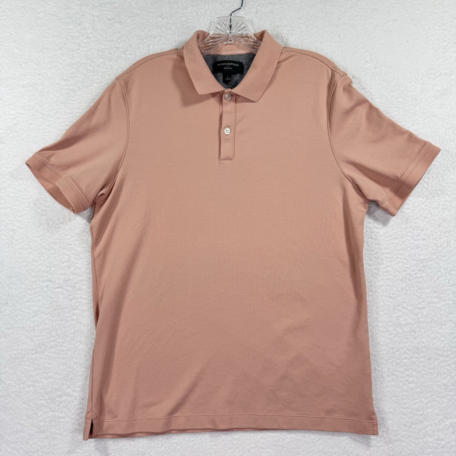 Banana Republic Dress Polo Shirt Mens Large Peach Pink Short Sleeve Casual