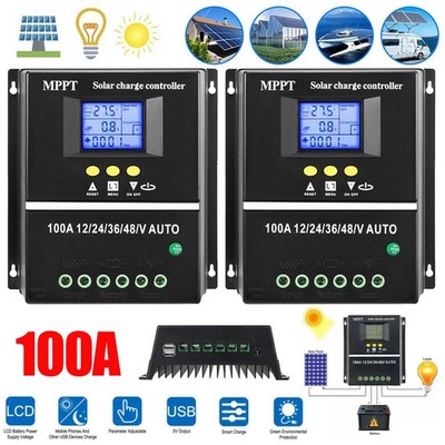 2PC 4000W 100A MPPT Solar Charge Controller 12V 24V 36V 48V Battery PV Regulator