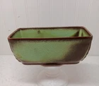 Vintage Frankoma Pottery Rectangle Dish/ Planter Prairie Green #14