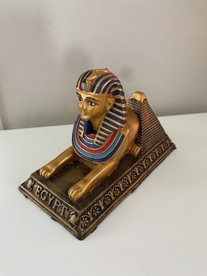 Statue of Egyptian art hand painted Sphinx Import from Egypt