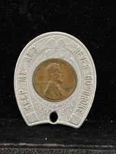 Santa Claus Calif Good Luck Token W 1957 Lincoln Cent Keep Me Never Go Broke