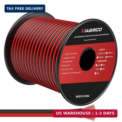 VIABRICO 14AWG 100FT Electrical Wire Cable 2 Conductors Red Black Hookup LED Lig