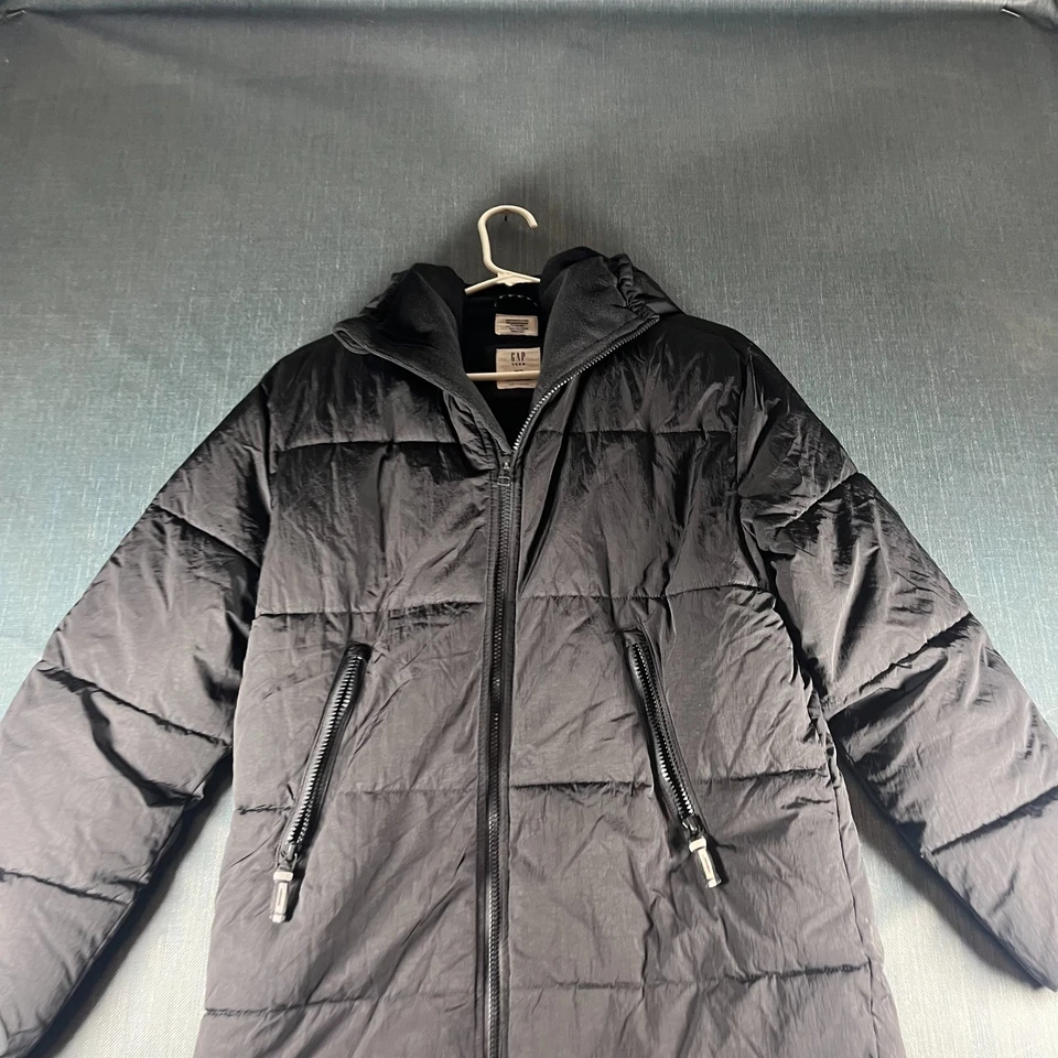 Chaqueta GAP Unisex Niños Talla 18-20 Negro Puffer Forro Polar Abrigo Cálido Foto 2 de 4