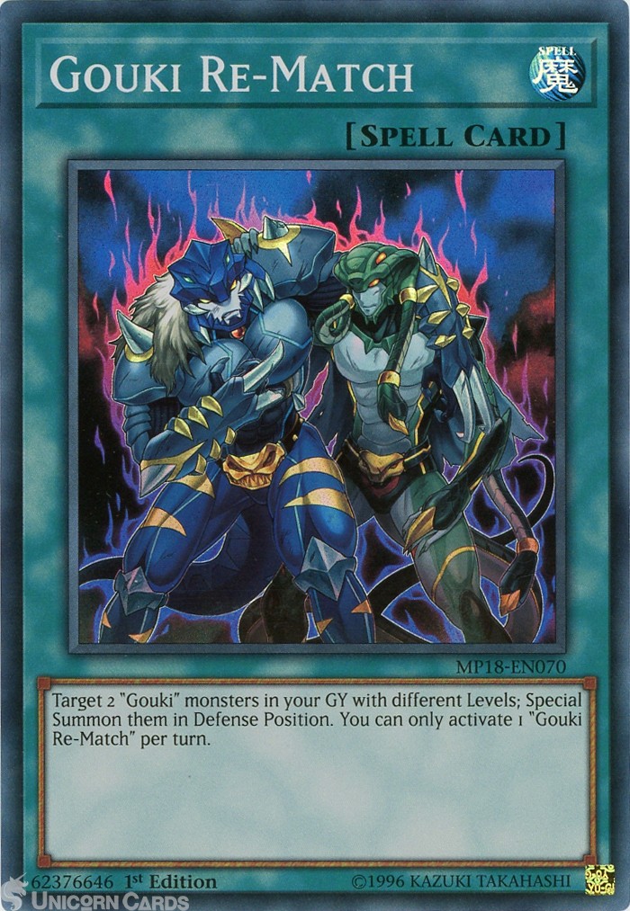 MP18-EN070 Gouki Re-Match Super Rare 1st Edition Mint YuGiOh Card