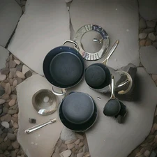 Cookware Pans Hard Anodized  Technique 7 Piece Pan  Set Heavy Duty Used Lightly 