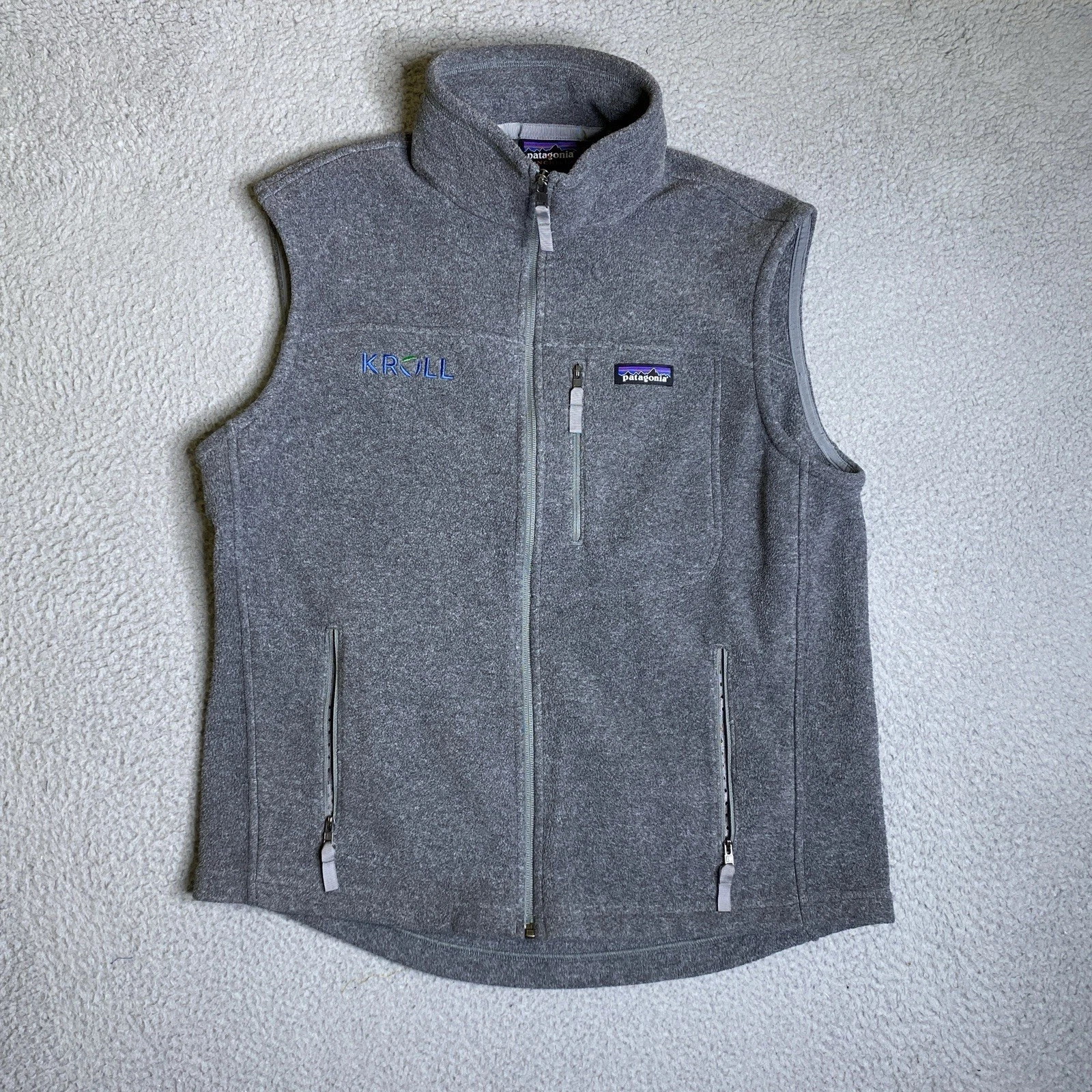 Patagonia Synchilla Kroll Financial Vest Men Medium Gray Full Zip Fleece Outdoor