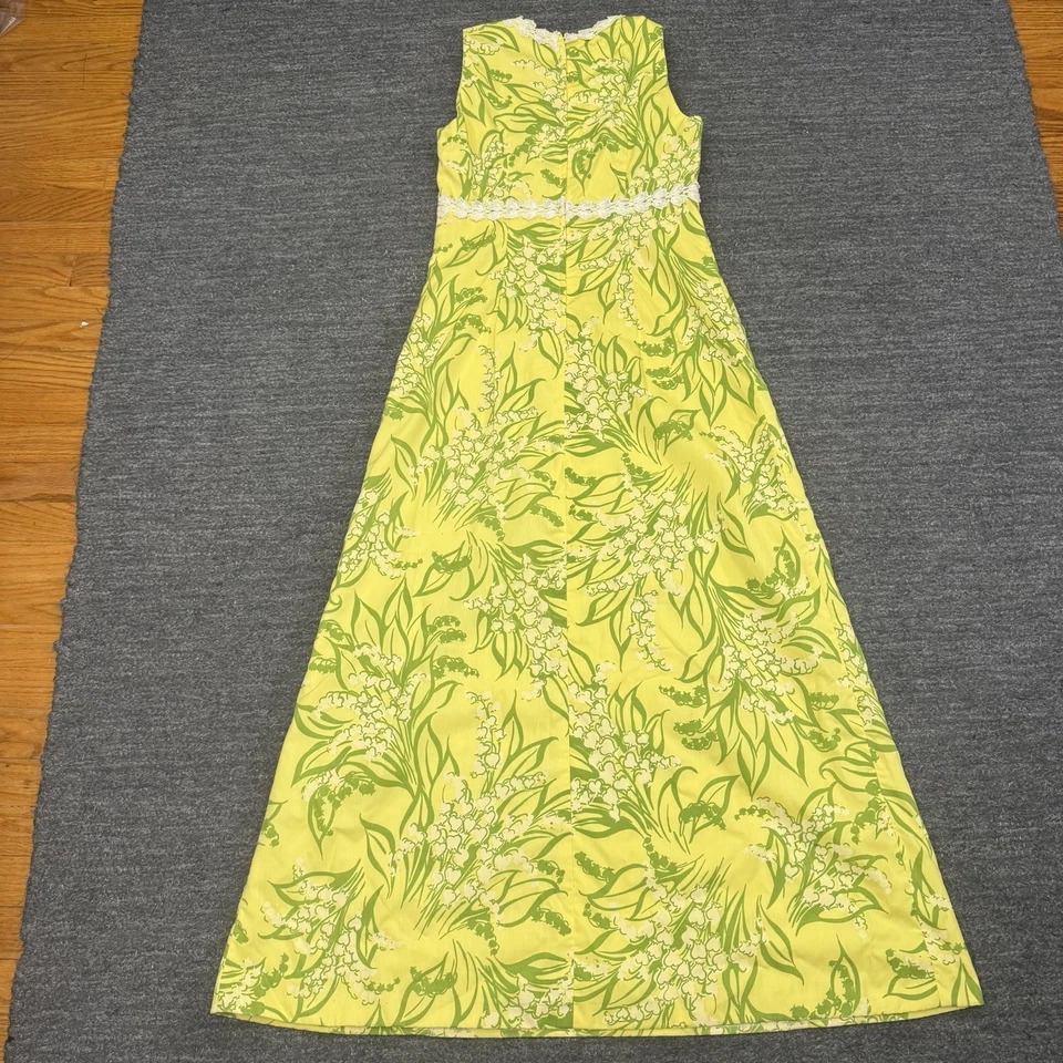 Vestido vintage Lee Stevens of Miami para mujer mediano amarillo mantequilla floral maxi años 70 Foto 2 de 4