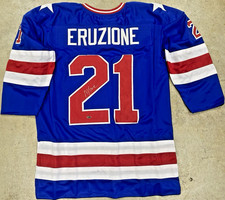 MIKE ERUZIONE 1980 TEAM USA OLYMPICS SIGNED JERSEY 1980 GOLD METAL Miracle Leaf