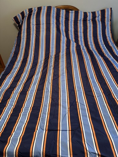 Vtg Tommy Hilfiger Twin Comforter Blue & Orange Stripe Chicago Bears themed - Picture 3 of 5
