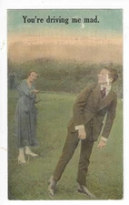 POSTCARD:  Unused; Divided; USA; Early 20th Century - Couple (driving me mad)