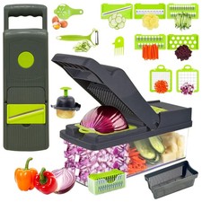 Vegetable Chopper 15 in 1- Multifunctional Food standard, Black and Green