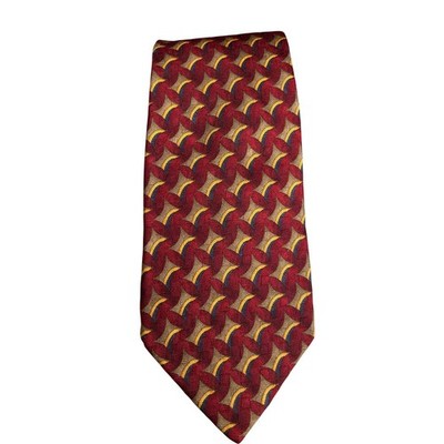 J.Z. Richards Red Geometric Silk Tie Handmade USA Luxury Classic Mens Neckwear