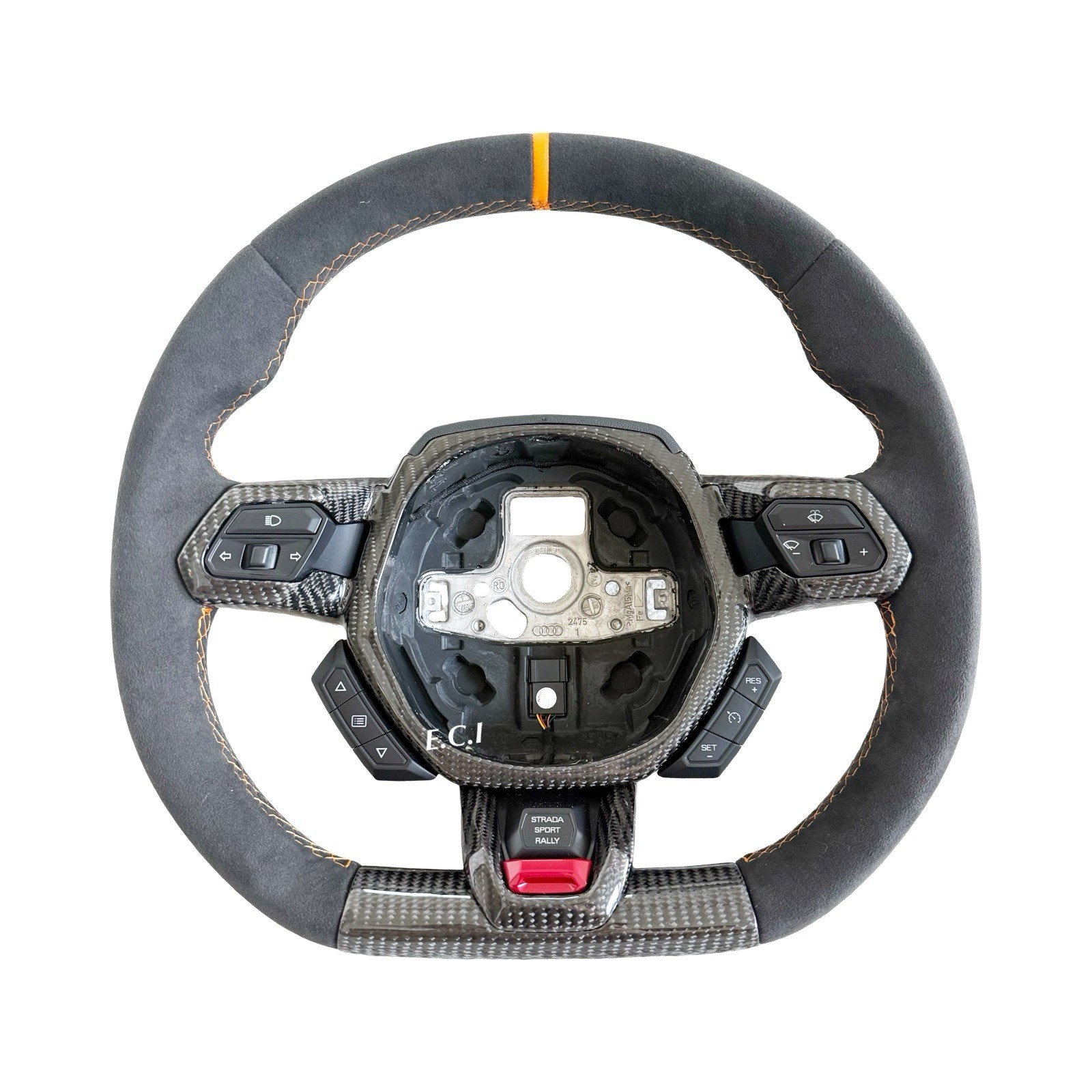 ORANGE GENUINE OEM LAMBORGHINI HURACAN  EVO STO ALCANTARA CARBON STEERING WHEEL