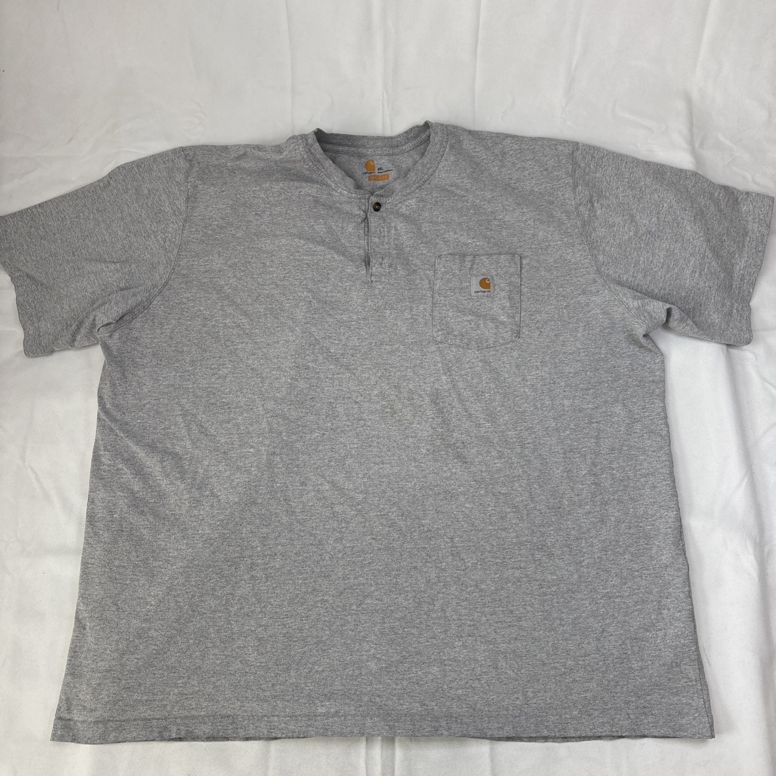 Carhartt Men's 4XL Gray 3-Button Henley Short Sleeve Pocket Tee