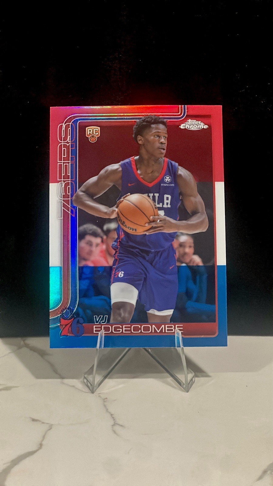 VJ Edgecombe 2025-26 Topps Chrome Red White Blue Refractor RC #253 -y