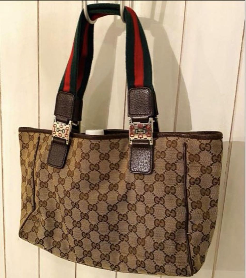 GUCCI GG Canvas Sherry Line Tote Bag Imported from Japan