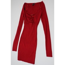 Windsor Dress Sweetheart Neck Ribbed Knit Bodycon Red Solid Medium NWT