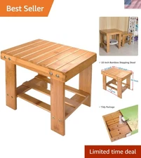 Small Bamboo Step Stool for Kids, 10 inch High Multi-Functional Wooden Seat