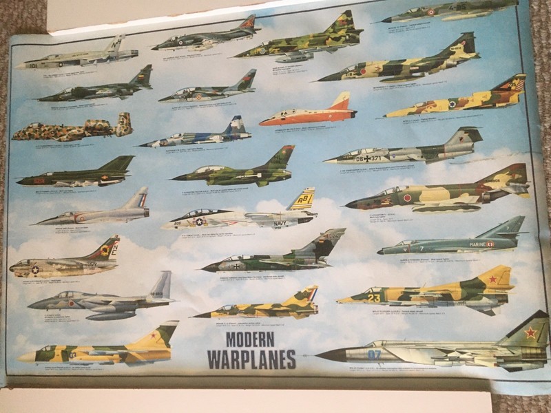 Modern Warplanes Poster 1984 Made In Italy 23” X 33” As Is