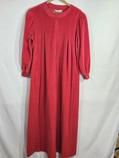 Vintage David Brown California Velour Robe House Dress Red Pockets Size M USA