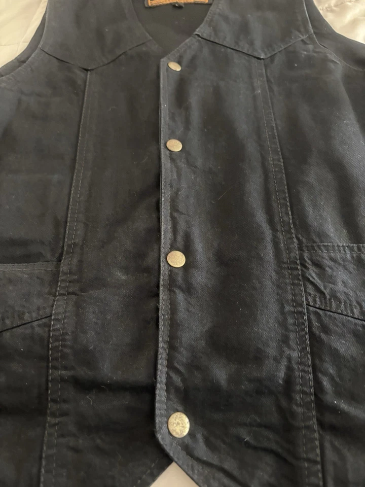 Milwaukee Performance Black Denim w/Side Lacing Biker Vest & Snap Front - Med - Image 4 of 4