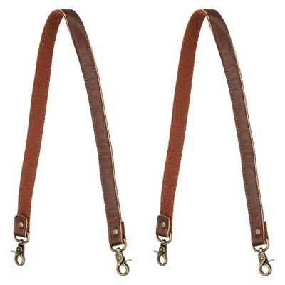 2Pcs Leather Bag Strap 23.6\'' with Buckles Bronze, Dark Brown