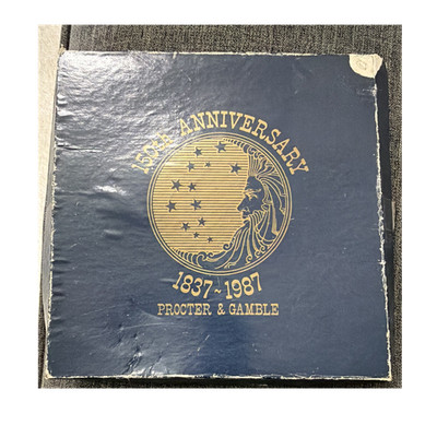 Procter & Gamble 150th Anniversary 1837-1987 Metal Cork Back Coasters 4 Box