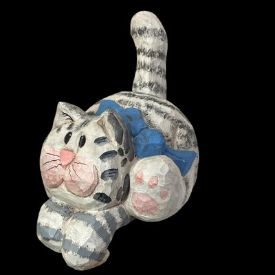 Gray Cat Figurine Vintage Tabby Shelf Sitter Countrycore Midwest Of Cannon Falls