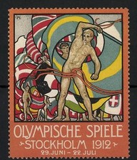 Marca Pubblicitaria Stoccolma, Olimpiadi 1912, atleti nudi con bandiere 