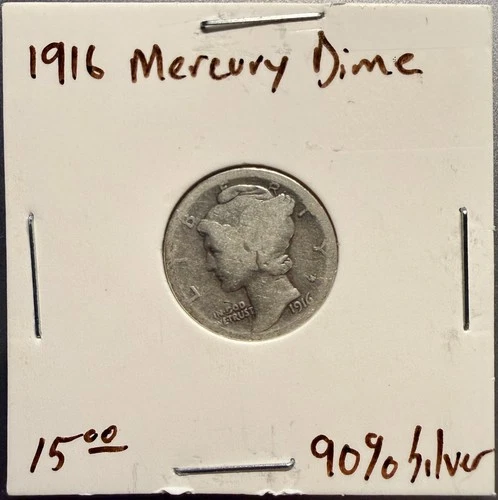 1916 Mercury Dime FINE 90% Silver