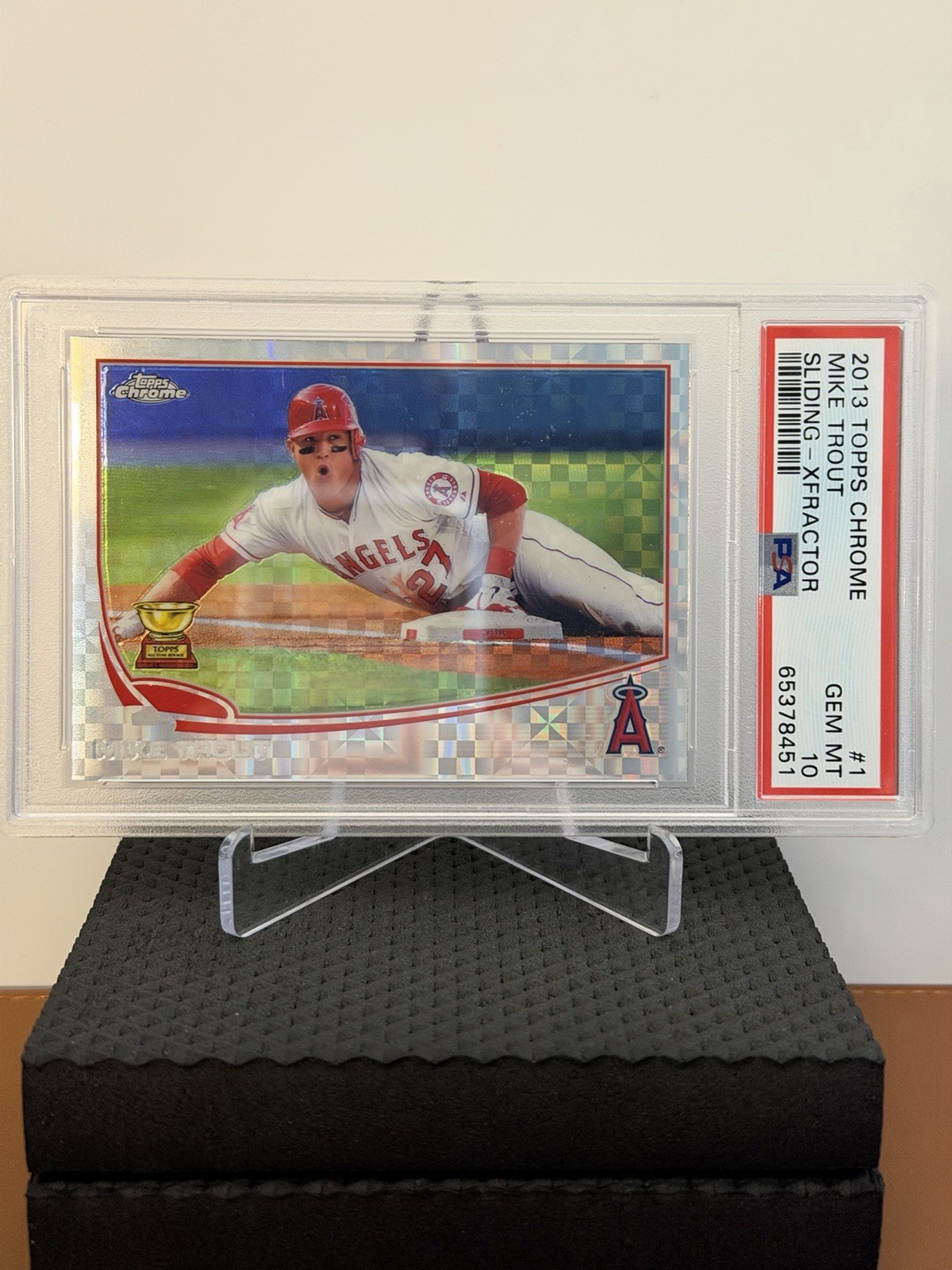 2013 Topps Chrome Mike Trout Sliding XFractor Rookie Cup - PSA 10 GM MT view 3