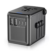 1-Outlet Surge Protector Universal Travel Plug Adapter with 3 USB-C Port and 2 U