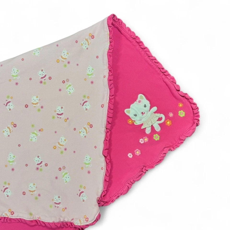Gymboree 2012 Gatitos Bailando Dobladillo con Volantes Bebé Niña Manta Rosa Raro Reversible Foto 4 de 4