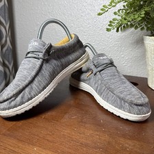 Hey Dude Wally Stretch Taupe Youth 6 Women 7 Gray Yellow Slip On