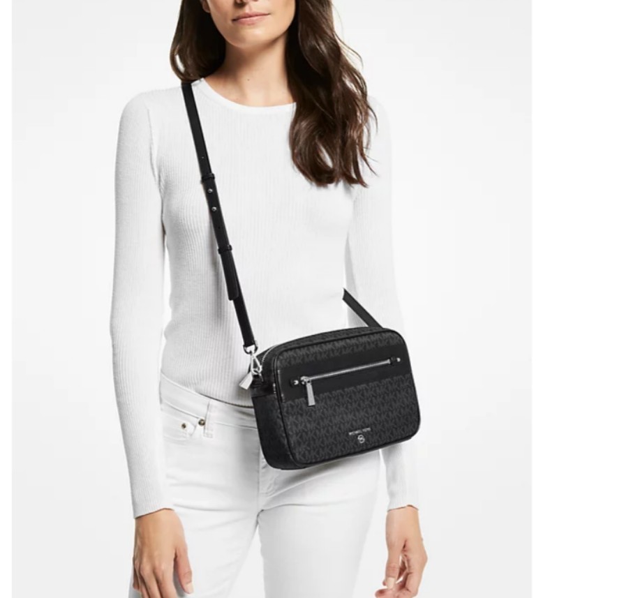 MICHAEL KORS Jet Set Charm logo coated canvas crossbody bag - BLACK/ GRAY~ thumbnail 2