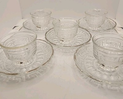 EAPG Heisey ? GREEK KEY CLEAR Open Jam/Jelly Bowl With Underplate ? Demitasse ?