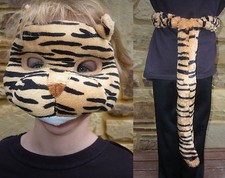 NEW Plush Soft 3D TIGER MASK  TAIL SET Dress ups Costume Halloween Book Week