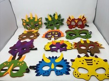 12 X Dinosaur Kids Fancy Dress Foam Face Mask Eva Animal Masks Party Bag Filler
