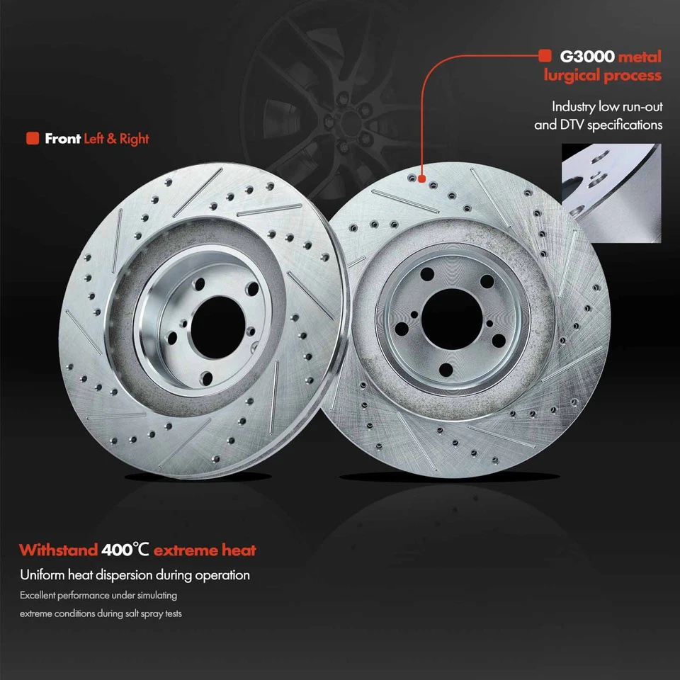 Передние перфорированные и щелевые тормозные диски для Subaru Baja Impreza Legacy Outback Saab - Изображение 3 из 4