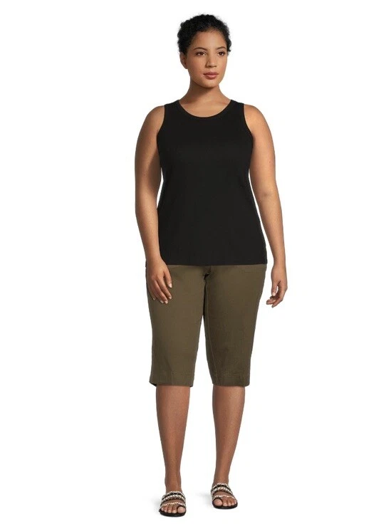 Capris Just My Size Mujer Talla Grande Pull On2 Bolsillo Elastizado Oliva Talla 3X NUEVO Foto 4 de 4