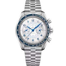 OMEGA 32930435102001 SPEEDMASTER CHRONOSCOPE WHITE & BLUE ON STEEL BRACELET 43MM