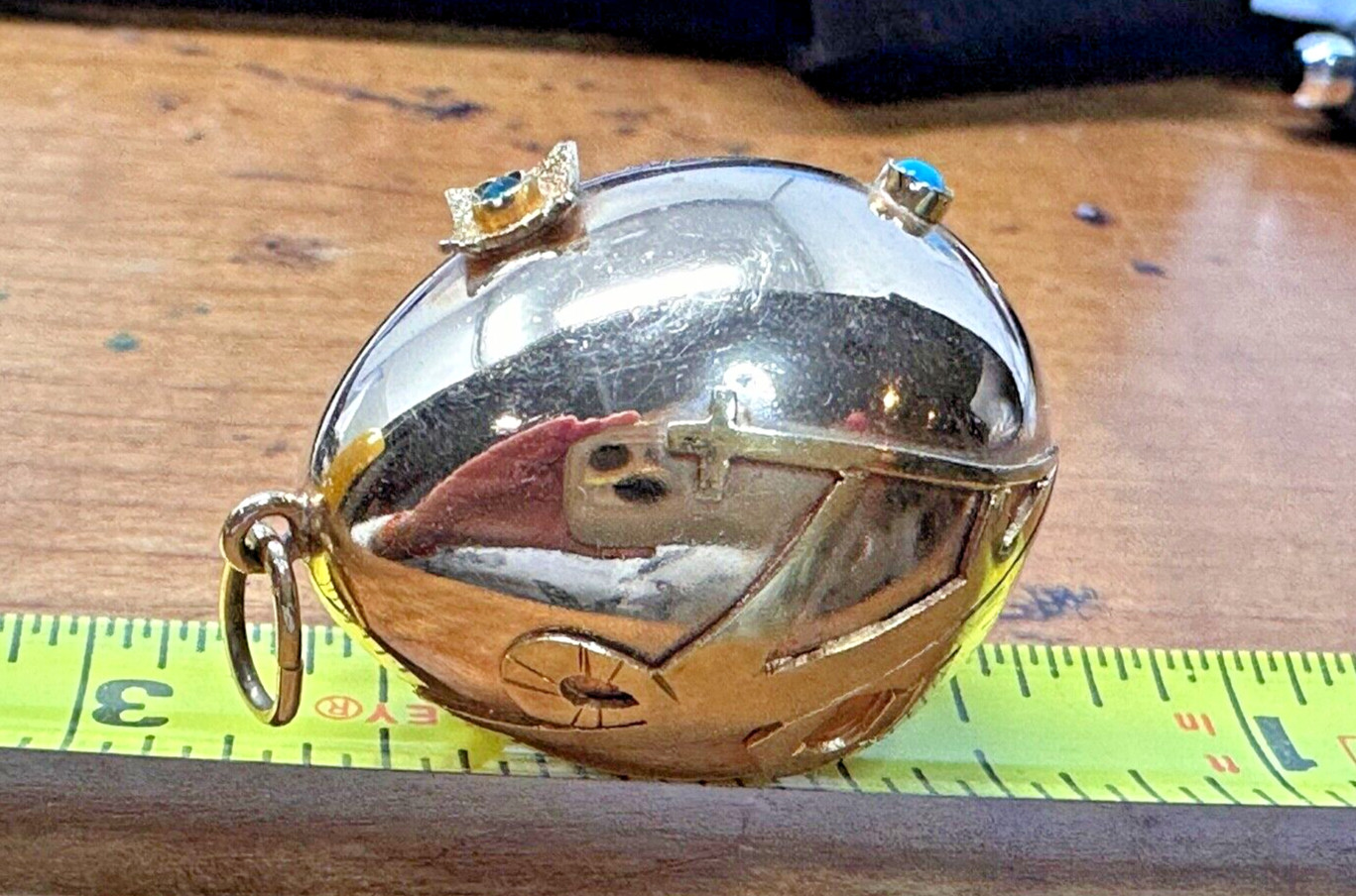 marked 18K Gold Easter Egg Pendant risen Lord 12.… - image 9