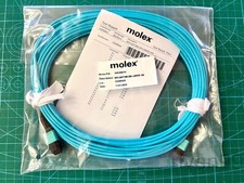 MOLEX QSFP MPO/MTP Female 8F Fiber Optic Trunk Patch Cable, Multimode OM3 Aqua